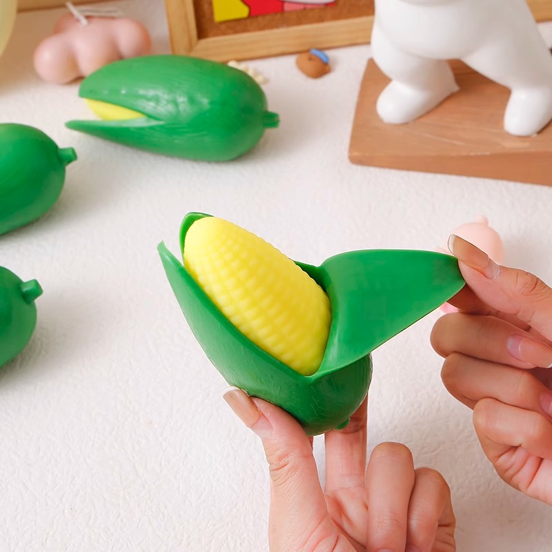 Simulación creativa TPR maíz pelado y salida de aire juguetes completos amasar bolas para descomprimir y descomprimir para desahogar la música de amasar niños