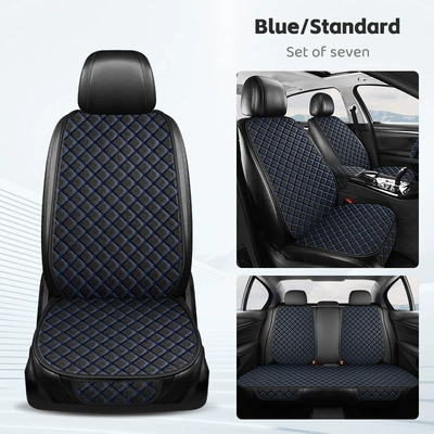 Universal seat cover: All Seasons, Tie-Free Anti-Slip Three-Piece - black-and-blue-seven-piece-set-linen