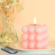 创意氛围感Ins风气泡魔方LED礼品 电子仿真蜡烛灯 无烟LED蜡烛