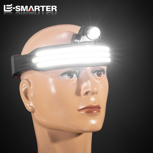 Cross-border new model LED mini multi-function headlamp with warning COB outdoor adventure fishing strong light flashlight