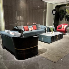 2025年意式轻奢客厅轻奢宾利沙发别墅大户型真皮沙发U型组合