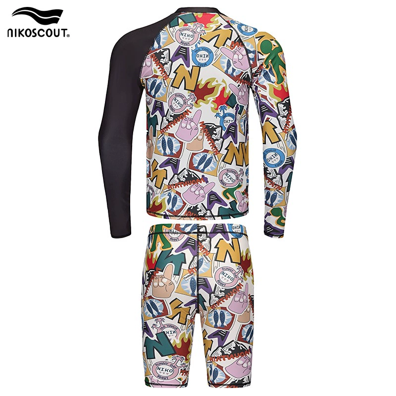 Swimwear, split long-sleeve, overall, sun protection, for teenagers