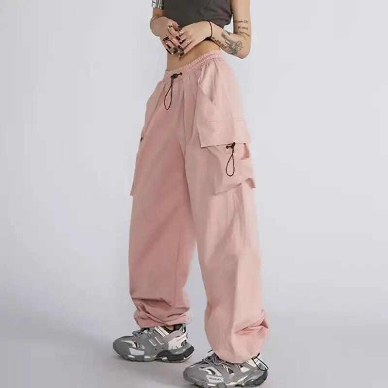 Summer New Cross-border European and American Retro Multi-pocket Workwear Casual Pants Women's Design Sense Loose Straight Long Pants