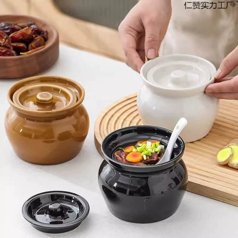 Суповая плитка Suzaku, горшок для тушения, бытовая керамическая миска для тушеных яиц, пищевая, с крышкой