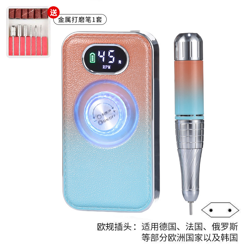 Pulitzador de uñas transfronterizo, tienda de uñas, herramientas de pulido de descarga de uñas profesionales, pulitador de almacenamiento de energía portátil, cuero