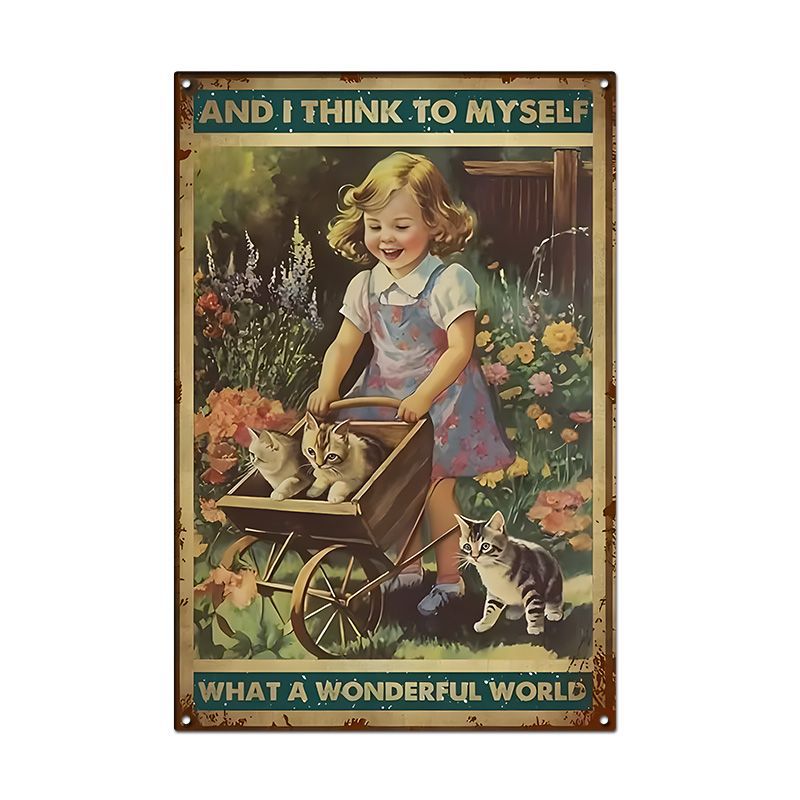 Pintura de hojalata pastoral Flor antigua retro Arte de hierro Pintura colgante pequeña Jardín al aire libre Balcón Decoración de pared Colgante transfronterizo