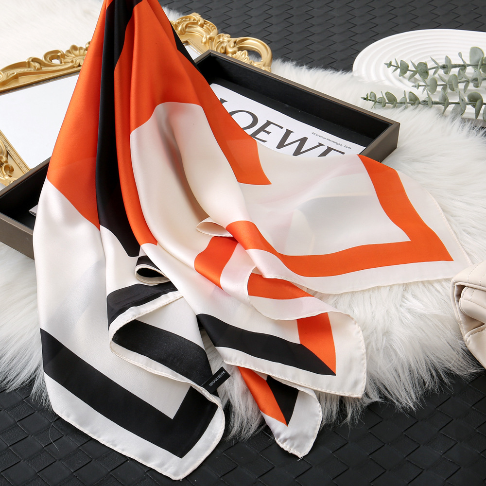 Hangzhou seda cuadrada bufandas de seda irregular bufandas de seda cuadrada bufandas de alto nivel de sensación de envoltura de cabello de atmósfera bufandas