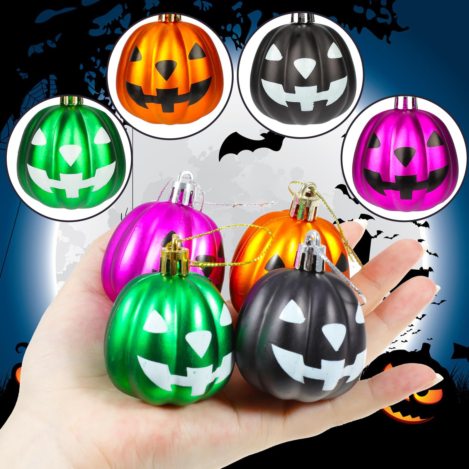 Festival de fantasmas transfronterizos 5CM bola de calabaza colorida Halloween cara de plástico calabaza decoración colgante