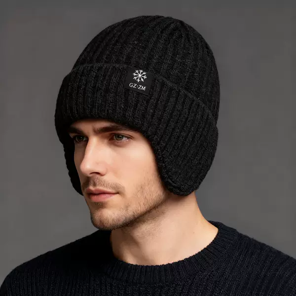 Cross-Border Winter Velvet Warm Ear Protection Hat for Middle-Aged and Elderly People, Cold-Proof and Warm Knitted Hat, Outdoor Windproof Woolen Hat
