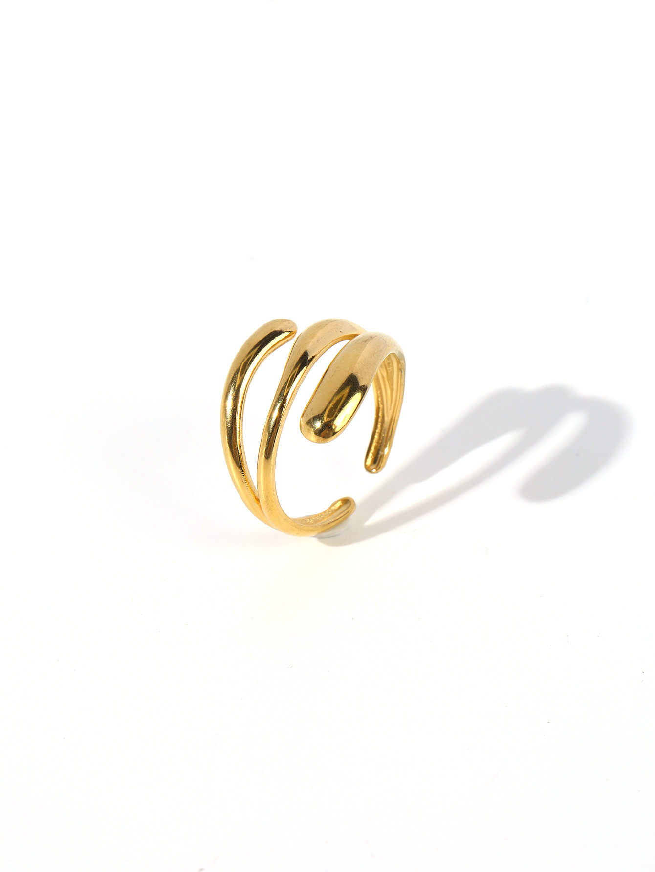 Daily Occasion Wholesale Jewelry Retro Leaves Heart Shape Solid Color 304 Stainless Steel Open Rings