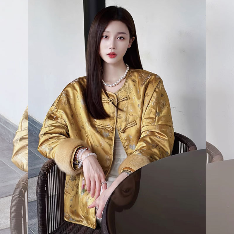 新中式国风旗袍棉服外套女秋冬款高级感超好看设计感小众复古盘扣