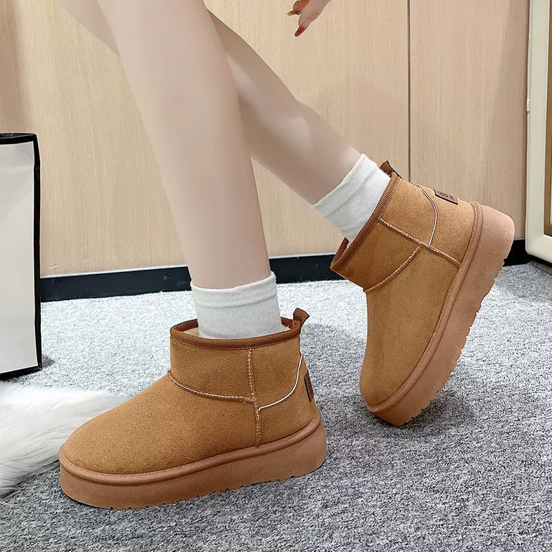 1. Plus velvet, thickened and warm, thick-soled snow boots for women, 2024 new winter style, fur integrated northeastern cotton shoes, short boots