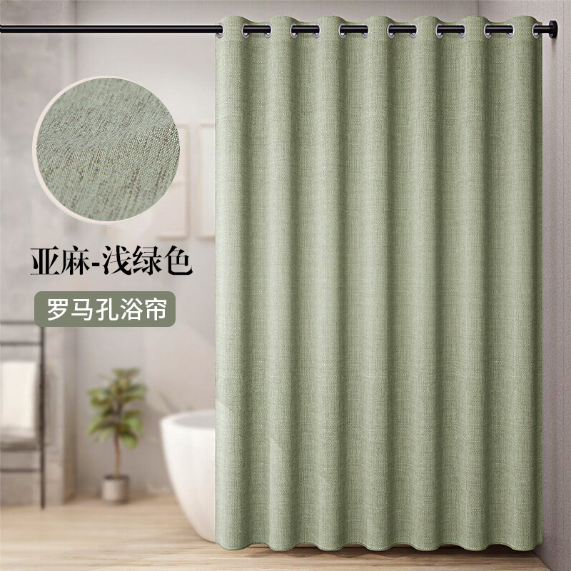 Agujero romano Cortina de ducha de lino creativo de impresión digital Cortina de ducha baño magnético Lino engrosada tienda de ducha al por mayor
