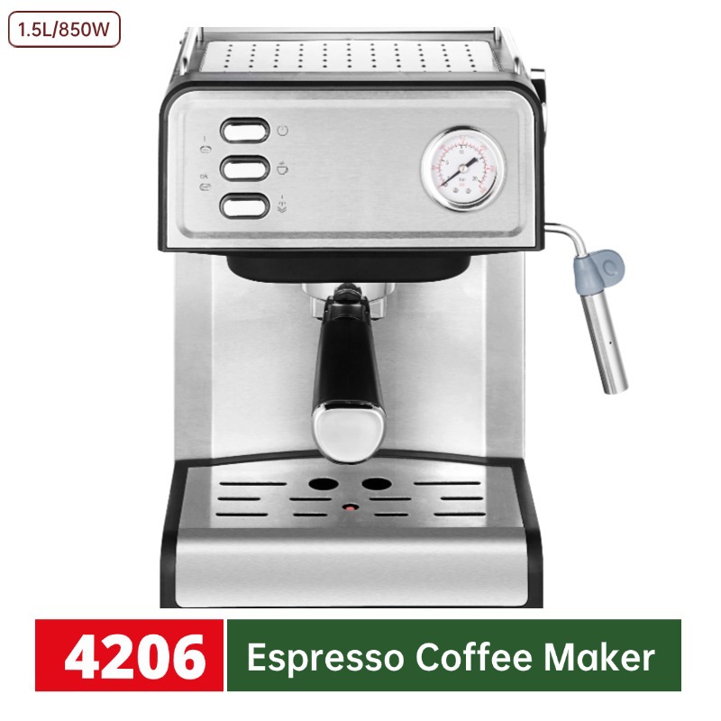 Espumador de leche, máquina para espumar leche, estándar europeo con pantalla, máquina de café espresso semiautomática pequeña para el hogar con control de temperatura