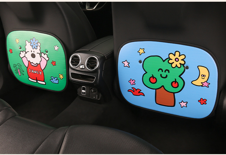 Cute Cartoon Car Seat Back Anti-Kick Pad for Women, Car Seat Back Anti-Dirt Pad, Rear Seat Anti-Kick Pad for Children