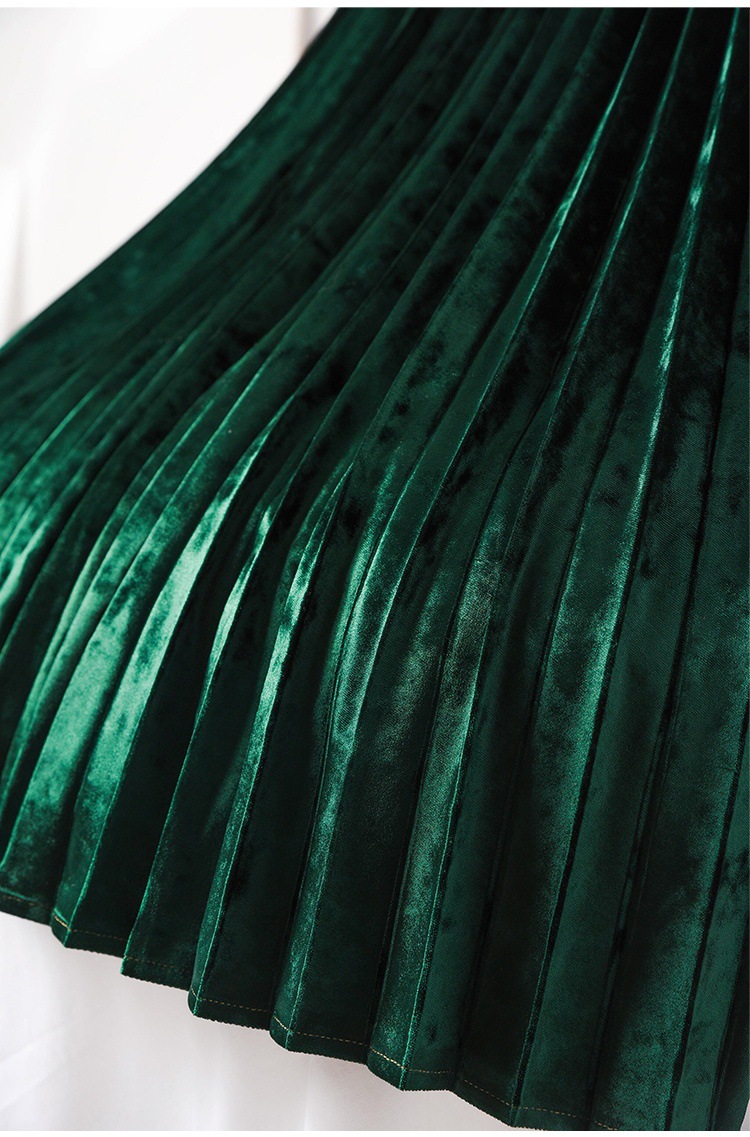 Abbigliamento donna gonna in velluto a rombi a cinque colori gonna a pieghe a fisarmonica lucida per donna lunghezza media autunno e inverno 2024_voghion.com