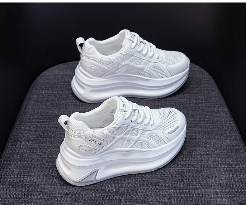 Giày sneaker nữ đế dày tăng chiều cao phong cách thể thao — M2852 be, M2852 xanh, M2852 vàng chi tiết 14