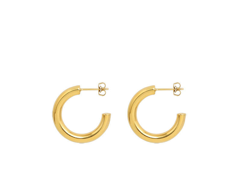 Fashion C Shape Plating Titanium Steel No Inlaid Earrings display picture 2