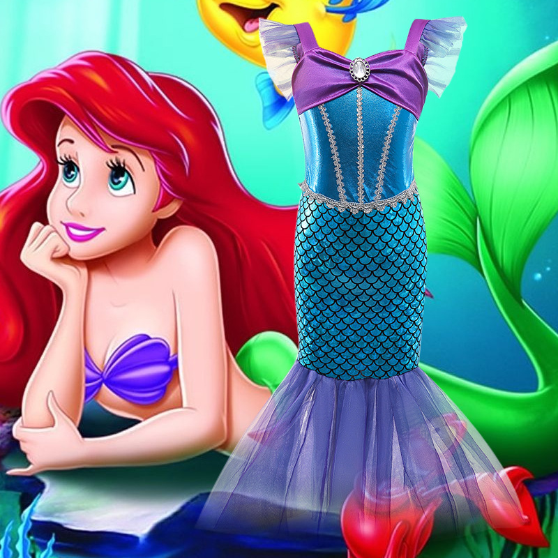 2021 vestido de princesa de sirena de comercio exterior ropa para niños niñas primavera y verano nuevo vestido de bebé