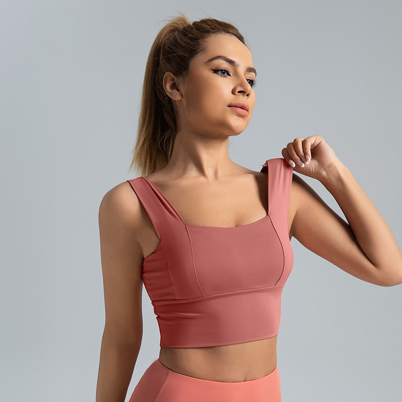 Zona transfronteriza con tirantes anchos, ropa interior deportiva con espalda hermosa, a prueba de golpes y anti-flacidez, sujetador deportivo de fitness para correr