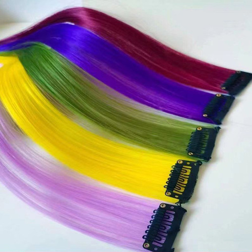 Gradient earclip wig clip-in colored hair piece wig hair straight piece for women