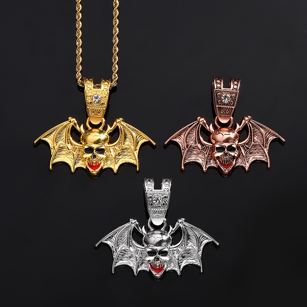 Hip-hop transfronterizo Halloween calavera de aleación colgante de goteo de aceite personalidad exagerada Europa y América fabricantes de collares de hombres al por mayor