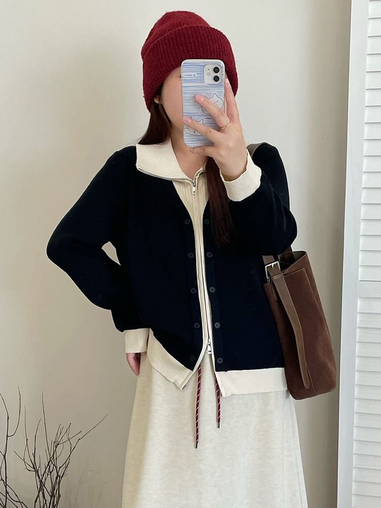 Set, jacket with zipper, winter cardigan, plus size