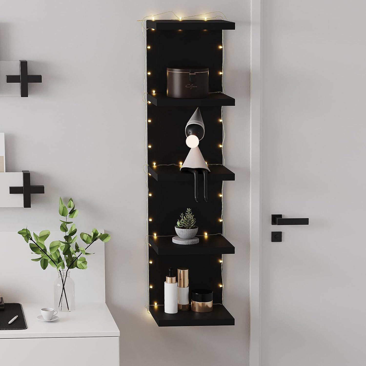 Estante flotante de pared para almacenamiento, estantería para sala de estar, estante de pared simple para dormitorio, librero de pared, estante de almacenamiento de múltiples niveles.