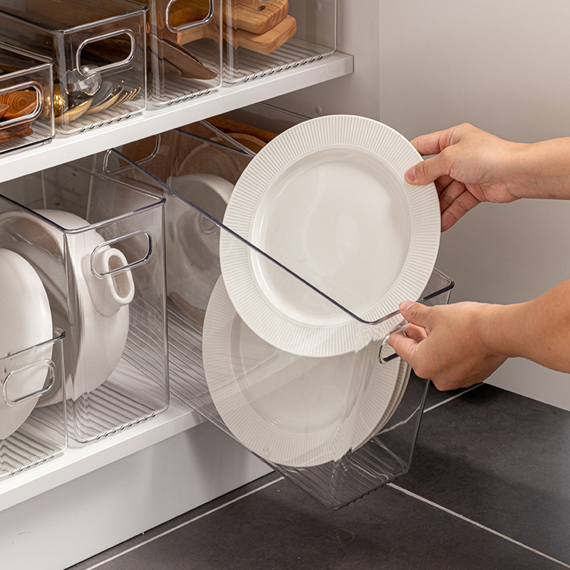 Kitchen drawer storage box, cabinet sewer storage rack, plastic transparent desktop debris storage basket