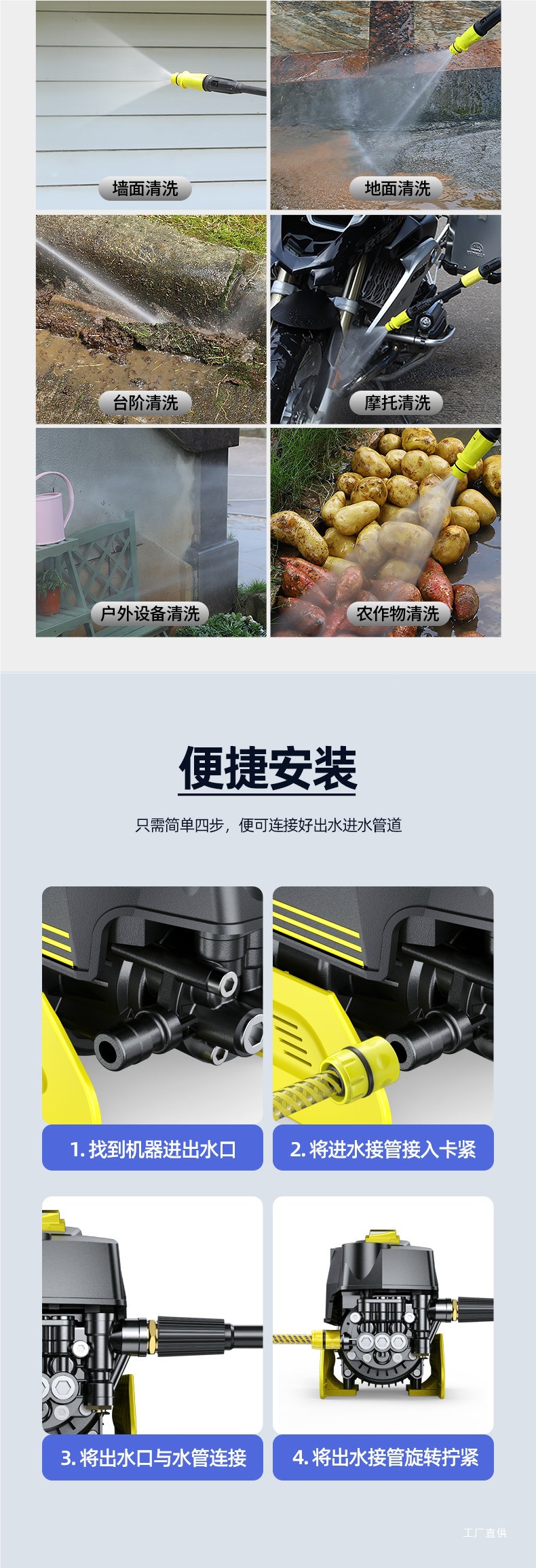 Guide Car Ultra-High Pressure Car Washer for Home Use 220V Car Washing Water Pump High-Power Portable Water Gun Peihui