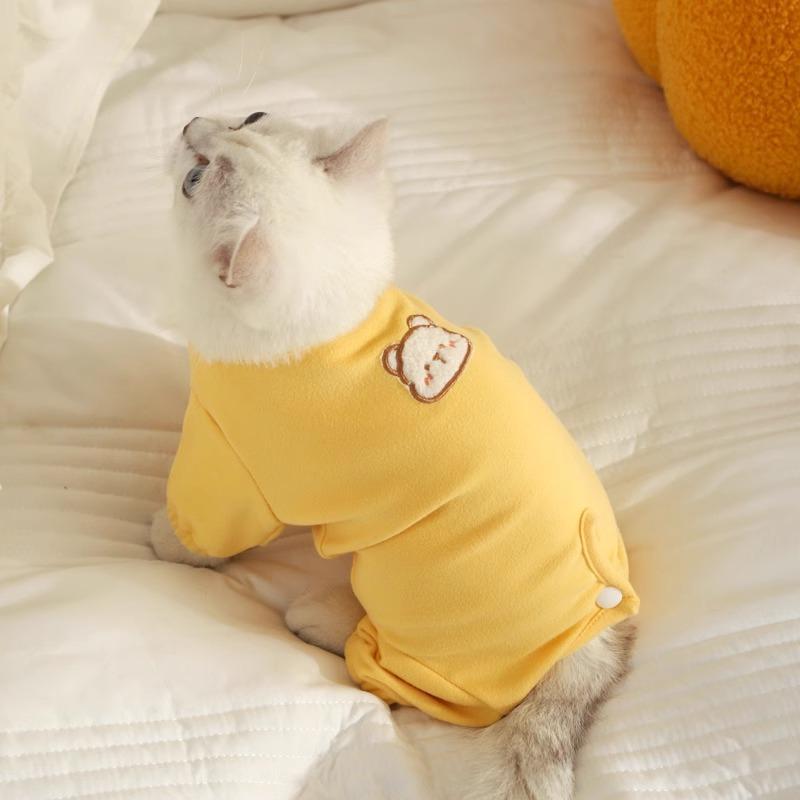 Ropa de gato otoño y invierno para evitar la pérdida de pelo pijama para proteger el estómago para evitar el frío mascota gato gato gatito gato de cuatro patas