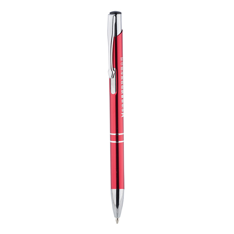 Bolígrafo metálico retráctil en stock con punta inclinada, cuerpo de aluminio, bolígrafo de punta redonda, logotipo personalizable, grabado publicitario, branding, regalo empresarial, bolígrafo de tinta a base de aceite.