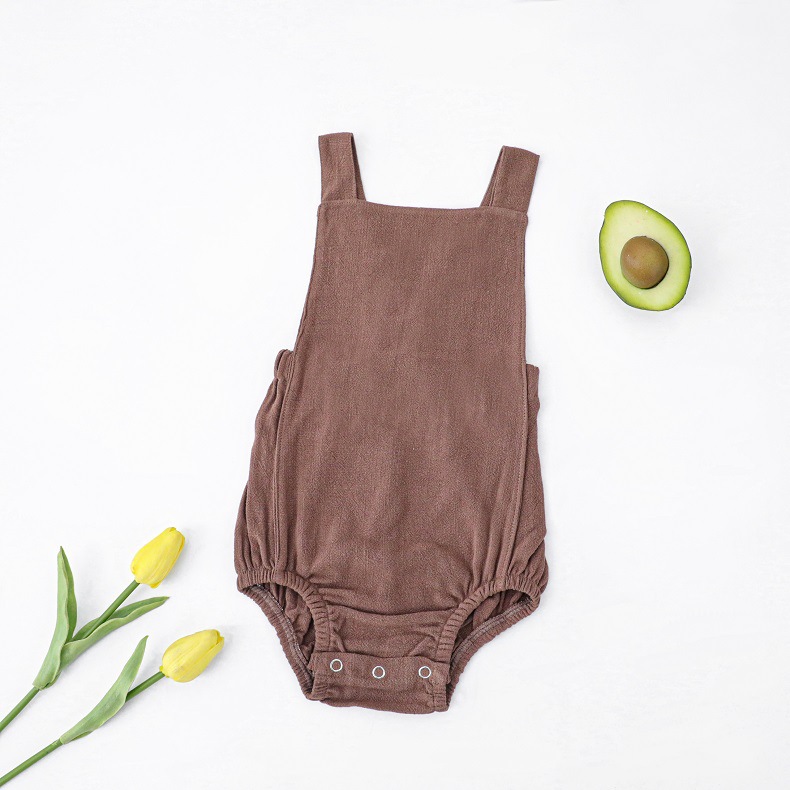 Fashion Solid Color Linen Baby Rompers display picture 1