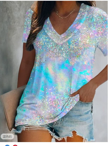 2022 Amazon новая горячая распродажа футболка с 3D-цифровой печатью и V-образным вырезом, трансграничные поставки, Молодежная популярная цельная доставка