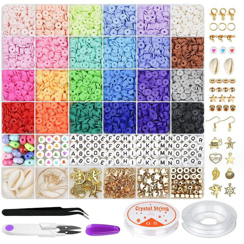 Cross-border clay beads, soft clay pieces, beading kit, boxed friendship bracelet DIY accessories, jewelry making material pack