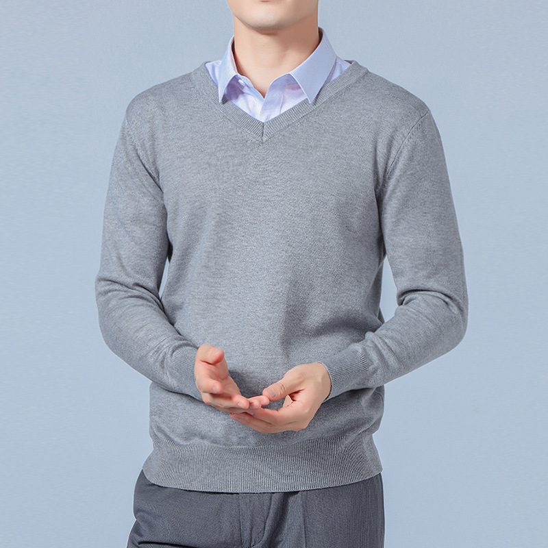 2026 Autumn and Winter New Korean Style Men's V-Neck Large Size Knitwear Youth Loose Solid Color Men's Sweater Base Sweater 2026 Autumn and Winter New Korean Style Men's V-Neck Large Size Knitwear Youth Loose Solid Color Men's Sweater Base Sweater