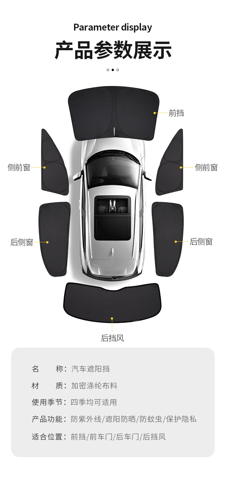 Suitable for Volvo Xc60/Xc70/Xc90/Xc40/S90/S60/V60 Car Window Side Window Privacy Sunshade Curtain