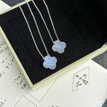 高版925银四叶草紫玉髓项链白金高级感锁骨轻奢高端时尚厂家直销