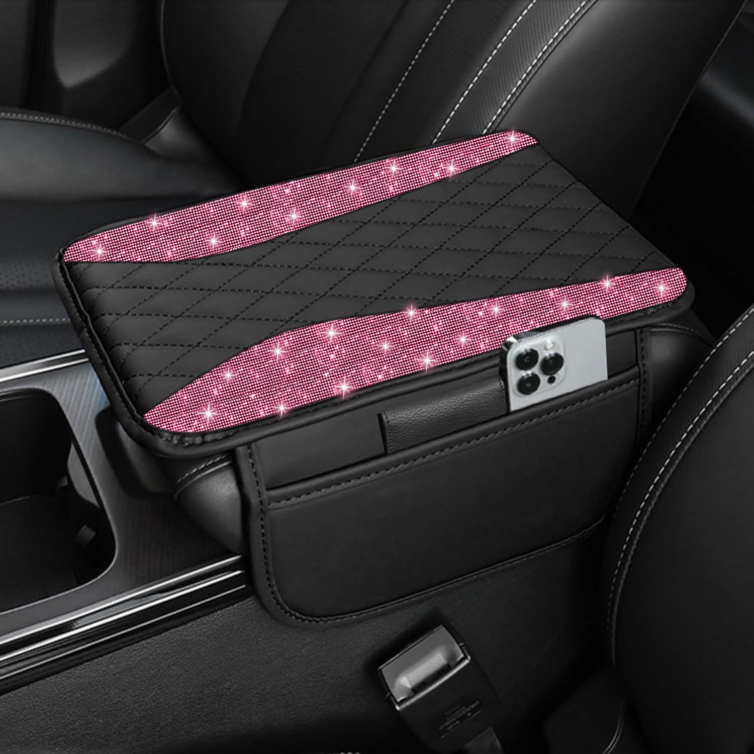 New Model Central Car Armrest Box Mat, Cross-Border Hot-Selling Diamond-Encrusted Height-Increasing Cushion Cover, Protective Cover with a High-End Feel, Car Accessories