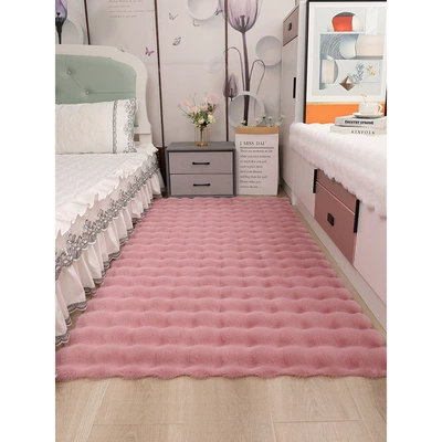 Cream-Colored Bubble Velvet Carpet, Plush Floor, Car Carpet