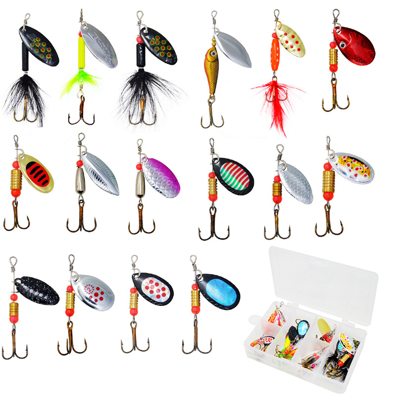 Spinner lure set, rotating spinner, hand-cranked blade, 3-12g metal lure, imitation bait, life-like lure