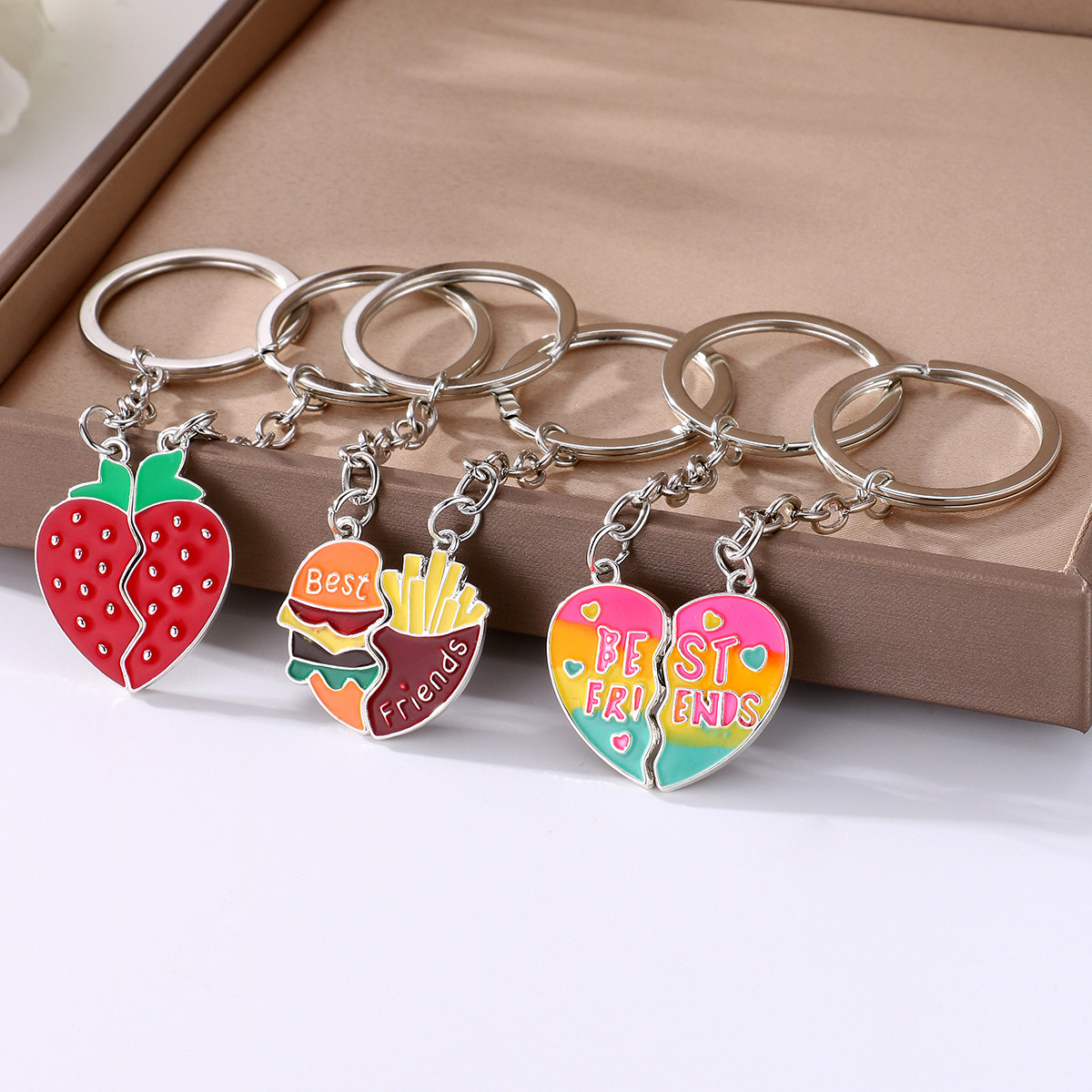 Bag Pendant, Keychain Classification 1 Pair Quantity 1 Pair IG Style Devil'S Eye Fruit Heart Shape Alloy Enamel Bag Pendant Keychain