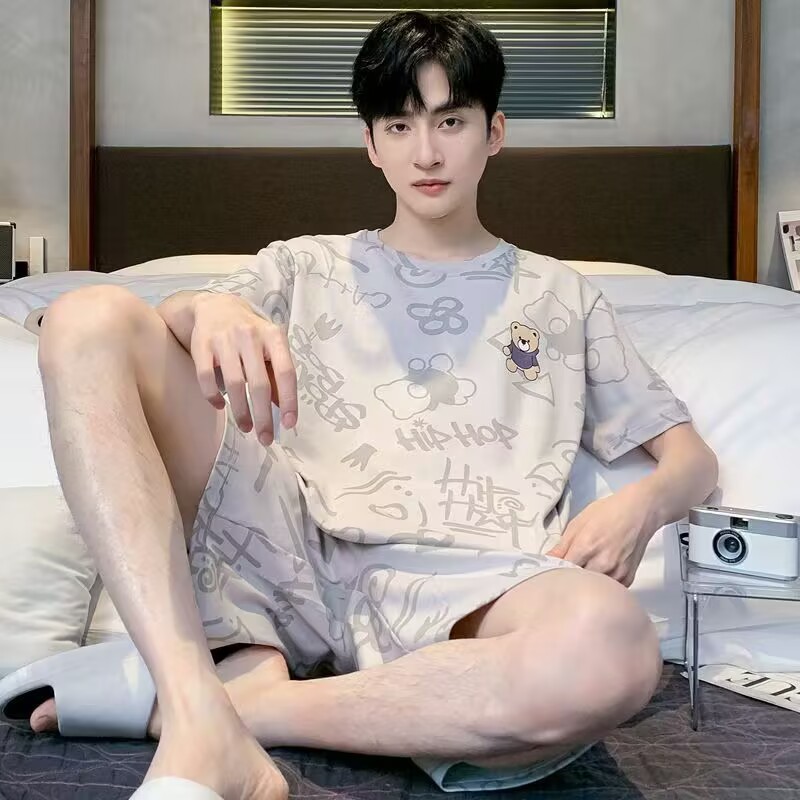 2026 comercio exterior transfronterizo verano estilo coreano de dibujos animados hombre simple relajado ocio de manga corta traje de ropa para el hogar se puede usar fuera