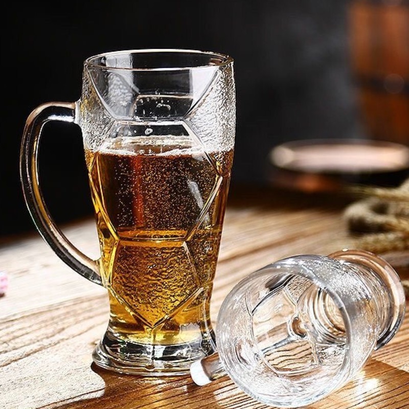 啤酒杯高级感超大号加厚扎啤杯带把手创意大容量带把玻璃啤酒杯|undefined
