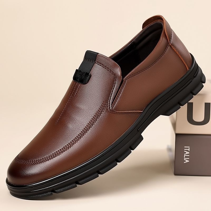 2026 Spring Men's Leather Shoes, Breathable and Versatile Casual Shoes, New British Style Business Formal Shoes, Slip-On Shoes