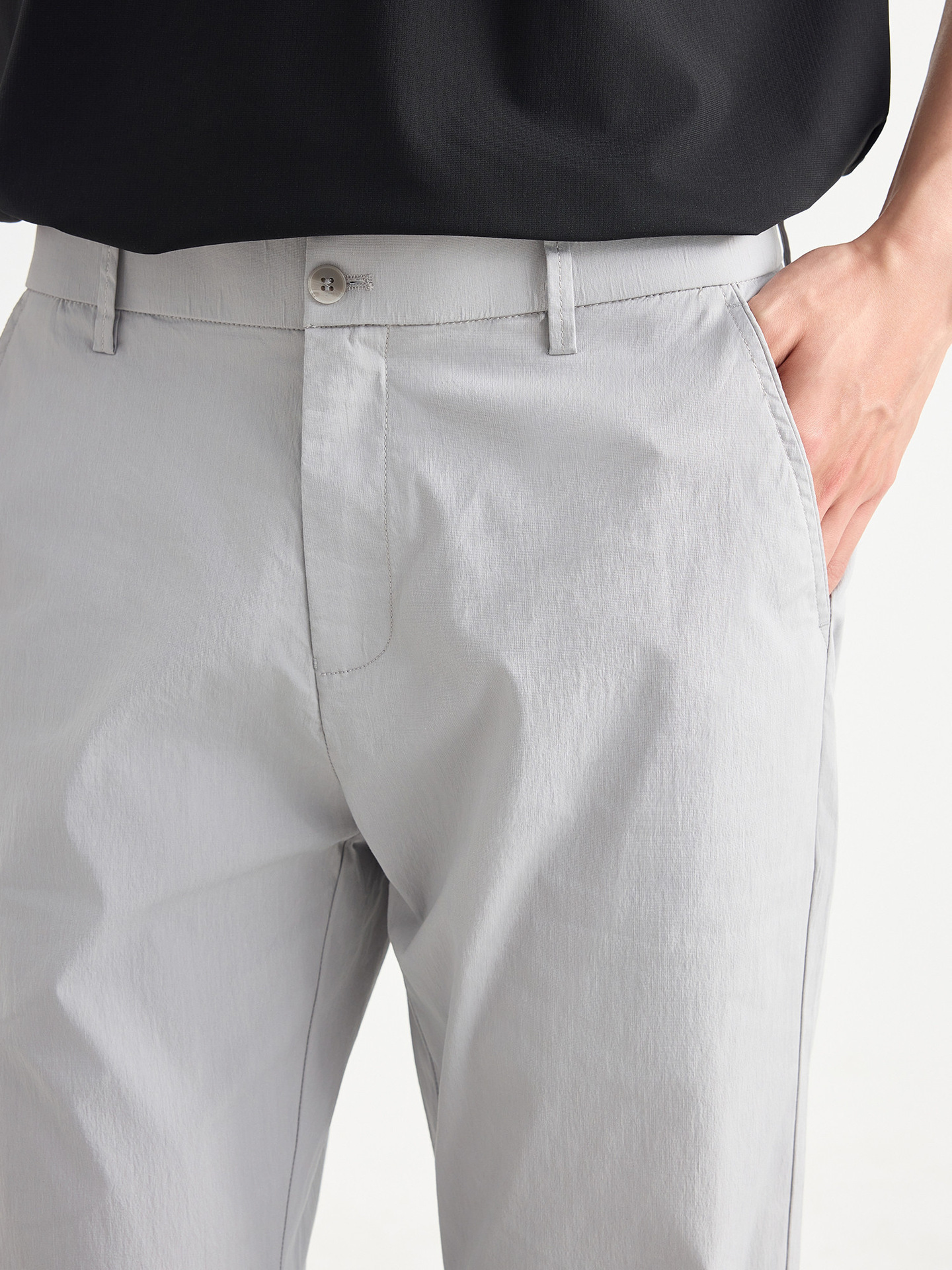 Quần dài nam ống thẳng nhỏ công sở chất liệu cotton pha linen kiểu mới — đen