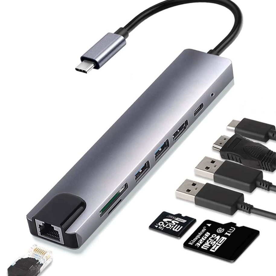 TYPE-C HUB расширительная док-станция 7-в-1, сетевой хаб, USB3.0, конвертер для ноутбука, 4K HD