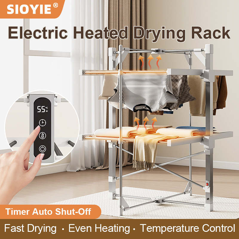 Drying drying rack floor folding indoor dryer electric towel drying clothes heating two-layer drying rack cross-border