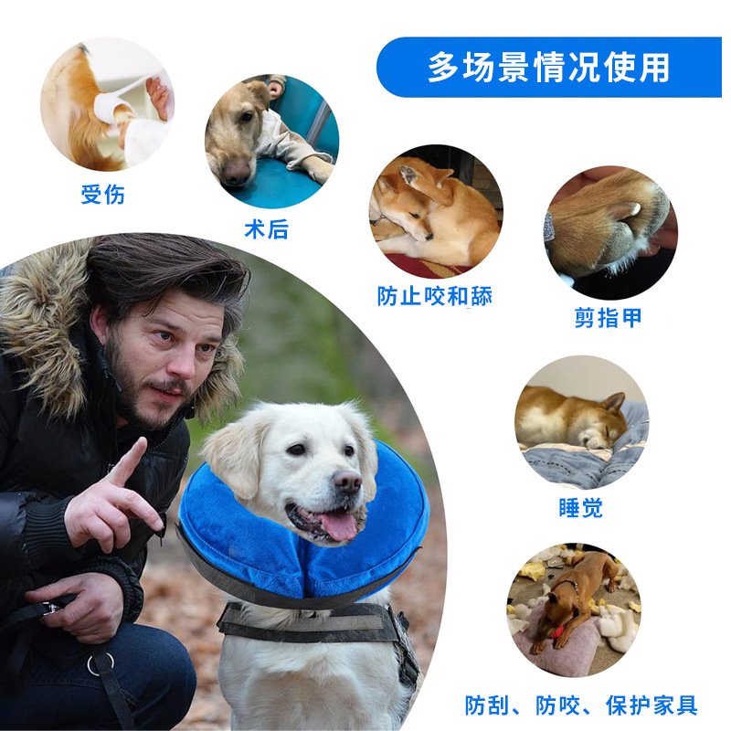 Amazon Elizabeth collar de perro mascota collar inflable anti-mordedura belleza anti-lamer PVC gato collar fabricante