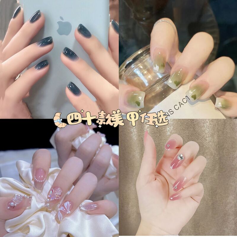 Summer New Fresh Nail Art Patch Wearable Nail Patch Finished Products Wholesale Light Luxury Waterproof Good Quality